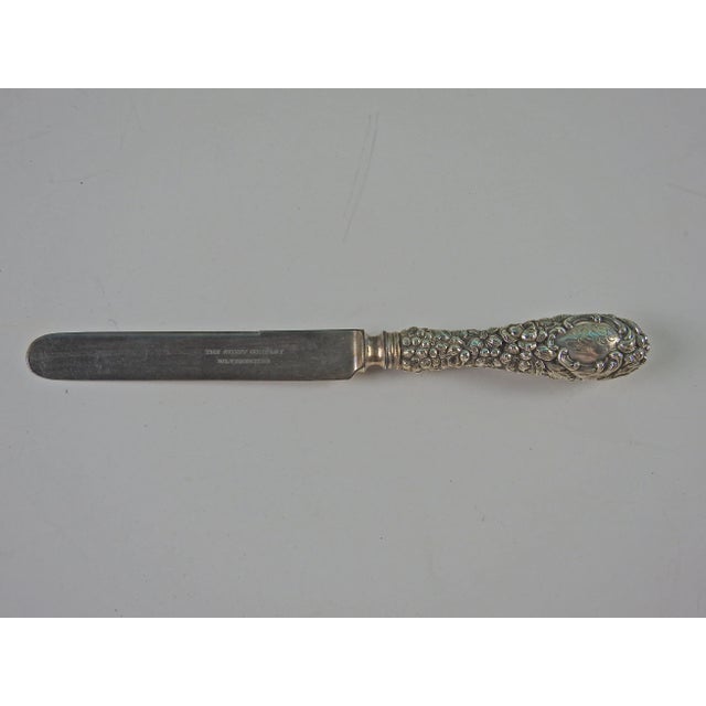 Stieff Silversmith Heavily Repoussed Rose Pattern Youth Or Butter Knife. Monogramed Rdk, Sterling Marked Very Worn,...