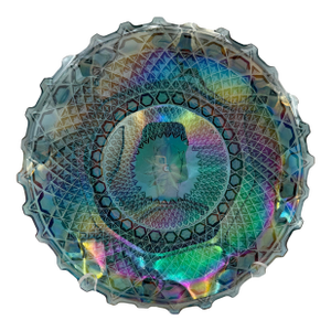 Indiana Carnival Glass Windsor Blue 10" Round Crimped Bowl