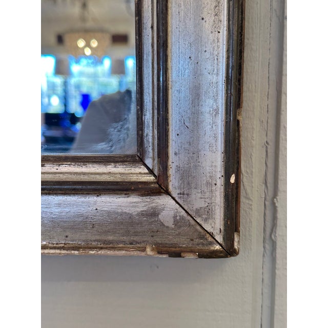 Wood Antique Silver Gilt Wall Mirror For Sale - Image 7 of 8