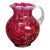 Antique Victorian Cranberry and Opalescent Glass Pitcher with Ruffled Rim, Circa 1900 For Sale