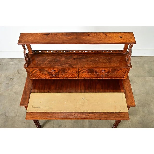 French 19th Century Mahogany and Leather-Top Writing Desk For Sale - Image 4 of 10