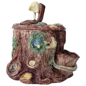 19th Century Victorian Majolica Palissy Tobacco Jar