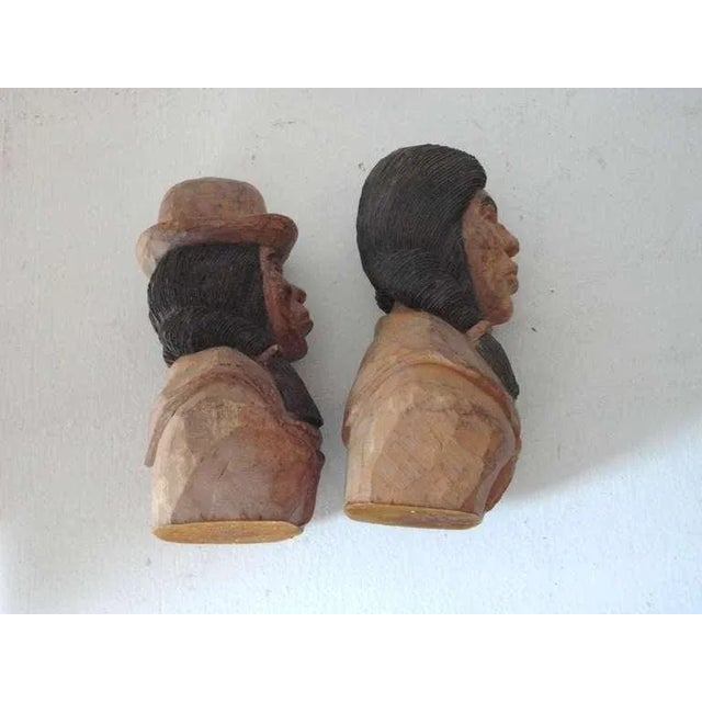 Pair of Folk Hand Carved & Painted Indians -Signed J.I.Lizio For Sale In Los Angeles - Image 6 of 8