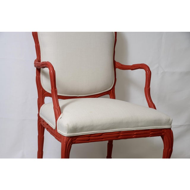 Pair Faux Bois Painted Upholstered Chairs For Sale - Image 4 of 12