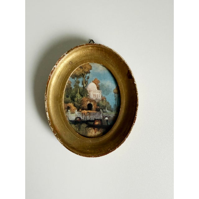 Miniature Florentine Landscape in Gilt Frame For Sale In Sacramento - Image 6 of 7