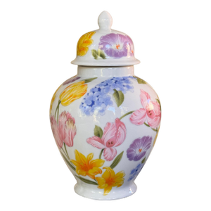 Vintage Made in Japan Floral Motif Ginger Jar