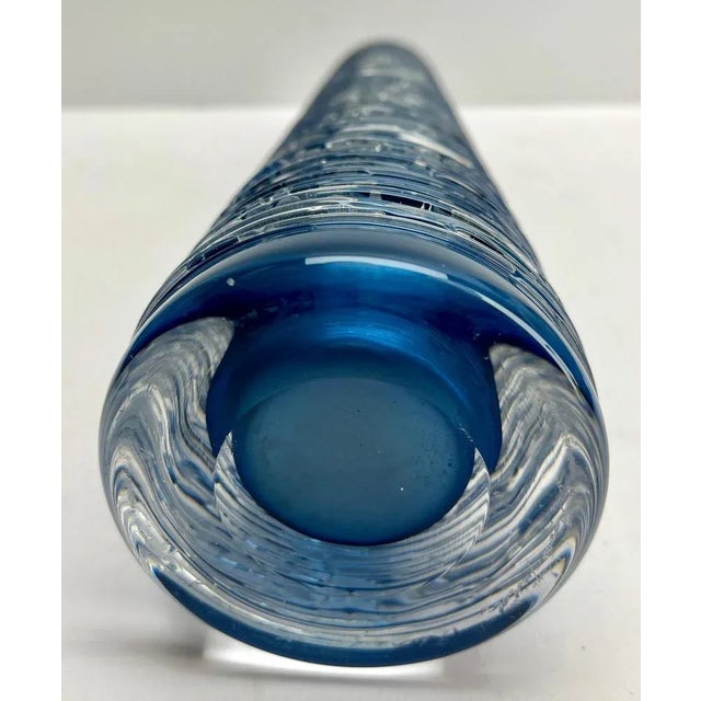 Blue Vintage Swedish Textured Glass Vase from Bengt Edenfalk, 1960 For Sale - Image 8 of 9