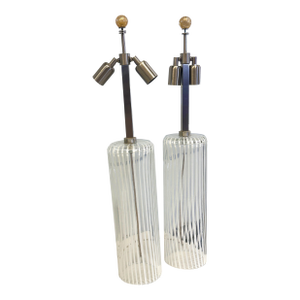 Set of Two Milky-White “Canne Di Filigrana” Filigree Rods Murano Glass