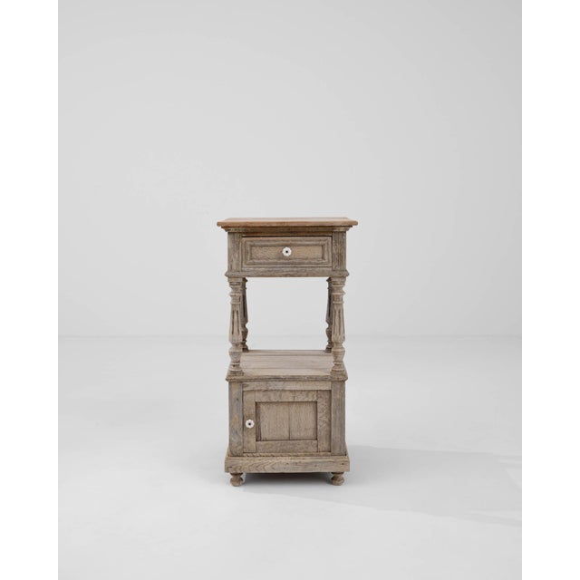 1900s Belgian Bleached Oak Bedside Table For Sale - Image 16 of 18