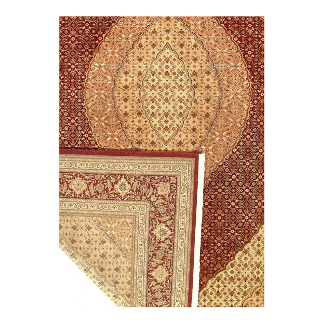 Pasargad DC Fine Hand Knotted Silk & Wool Tabriz Design Rug For Sale - Image 4 of 4
