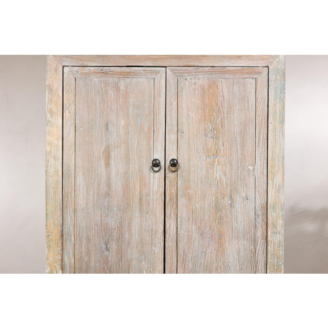 Vintage Chinese Whitewashed Elm Compound Cabinet, Mid-20th Century For Sale - Image 12 of 17