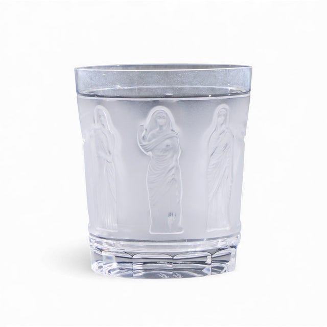 Late 20th Century Lalique French Femmes Crystal Set of Decanter and Tumbler Glasses For Sale - Image 9 of 11