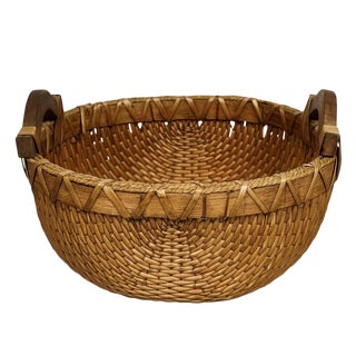 Early 20th Century Antique Handwoven Chinese Willow Basket For Sale