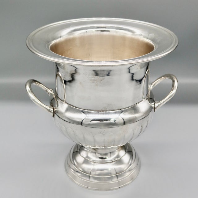 French Vintage Silverplate Champagne or Wine Cooler | Loop Handles, French, Mid-Century For Sale - Image 3 of 9
