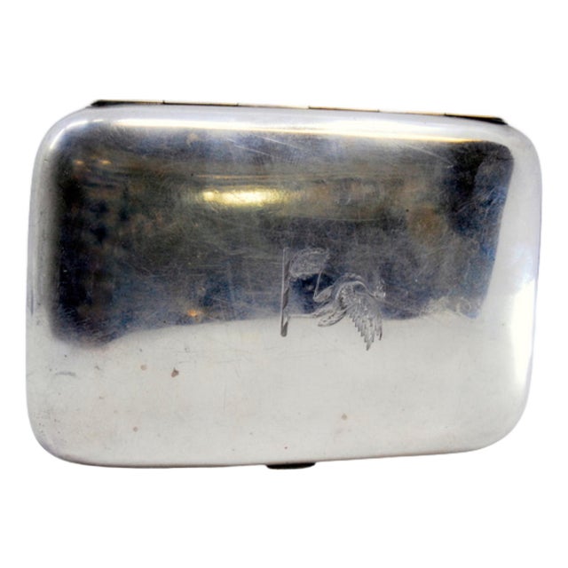 Plain Silver Cigarette Case with Wading Bird Engraving For Sale