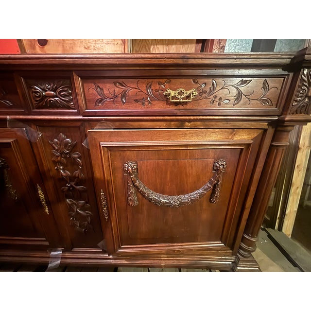 Wood Reproduction Solid Wood China Cabinet For Sale - Image 7 of 11