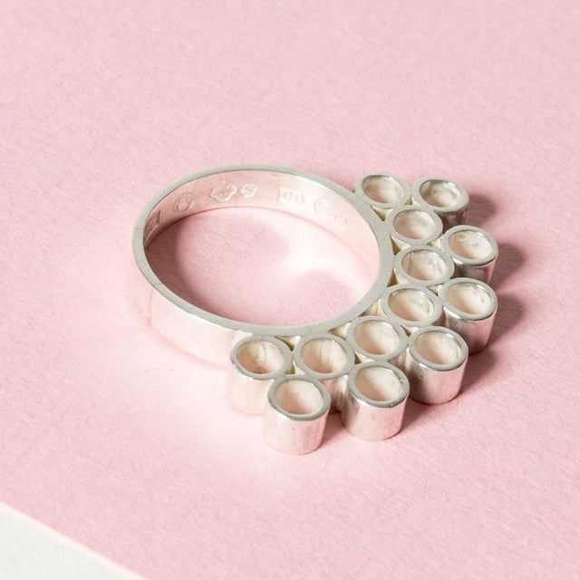 Metal Silver Ring from Cecilia Johansson, 1964 For Sale - Image 7 of 8