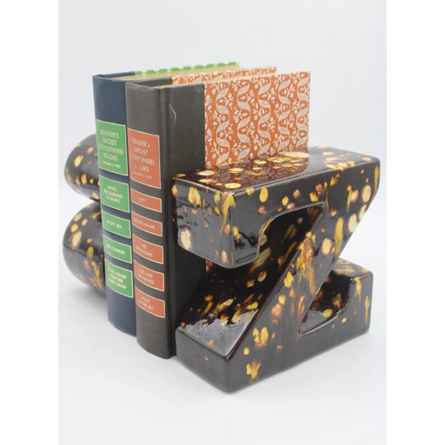 Mid 20th Century Vintage Mid Century Modern A-Z Ceramic Block Letter Bookends For Sale - Image 5 of 12