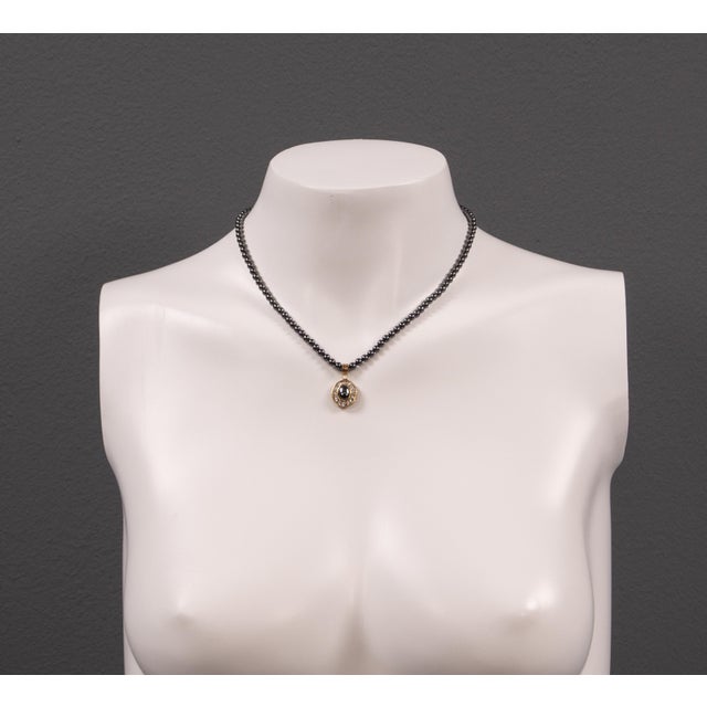 Hematite Costume Jewelry Necklace with Earrings, 1950s, Set of 3 For Sale - Image 6 of 16