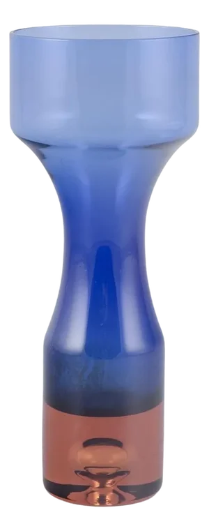 Swedish Art Glass Vase in Blue and Orange by Bo Borgström for Åseda, 1980s