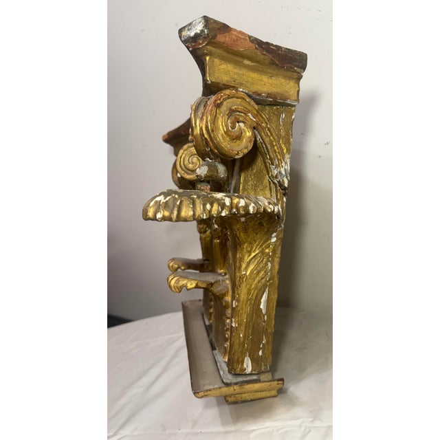Large Antique 1700's Gilt Wood Corinthian Piller Architectural Salvage Sculpture For Sale - Image 12 of 15