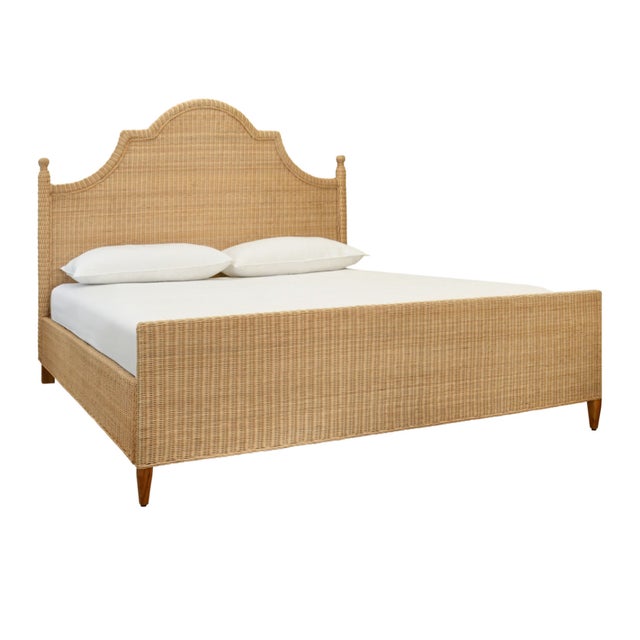Rustic Matthew Izzo Home Chamberlain Rattan King Bed Frame With Arched Headboard, Side Rails and Footboard For Sale - Image 3 of 9