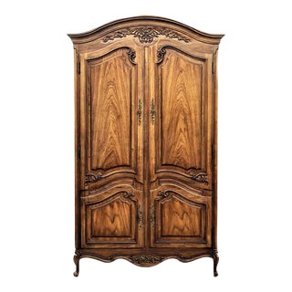 Late 20th Century Thomasville Country French Walnut Armoire For Sale