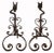 Late 19th Century Antique Folk Art Wrought Iron Andirons - A Pair For Sale - Image 5 of 5