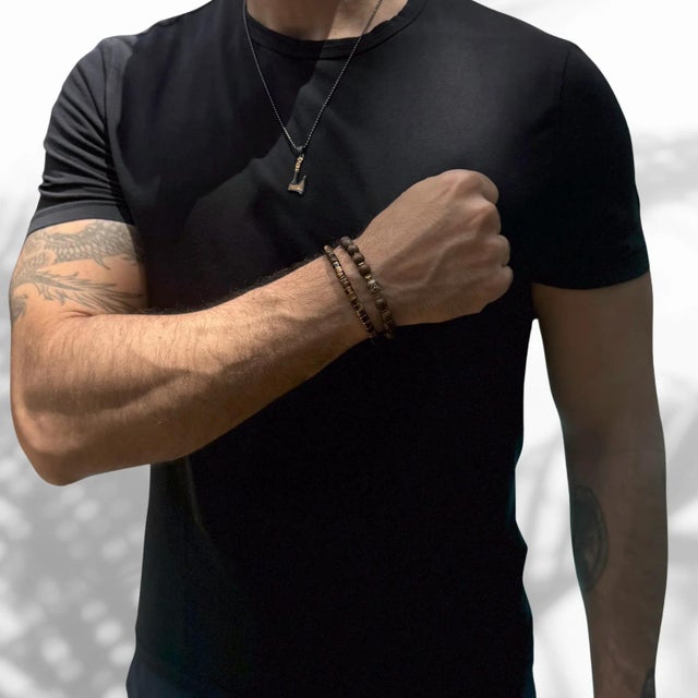 Black Men's Tiger's Eye Stone Adjustable Balance Bracelet For Sale - Image 8 of 9