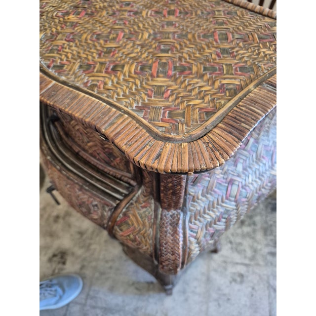 Wood Vintage Wicker and Rattan Bombay Chest For Sale - Image 7 of 7