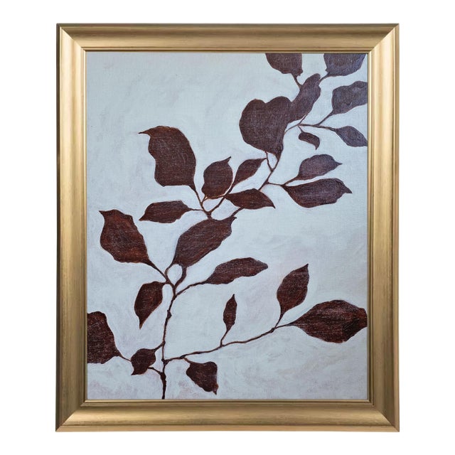 Original Botanical Abstract Painting, Hand Painted Acrylic Modern Floral Wall Art For Sale