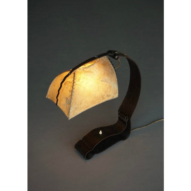 1920s Amsterdam School Metal and Parchment Desk Lamp, 1920s For Sale - Image 5 of 18