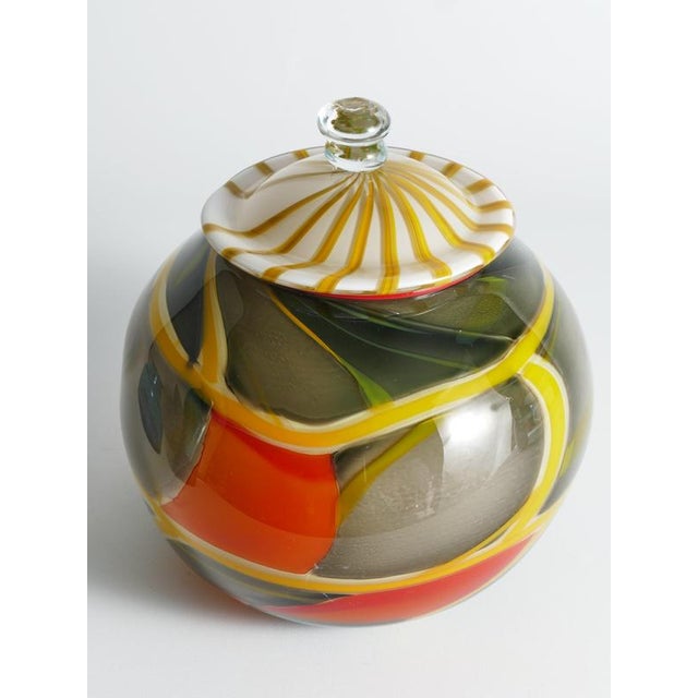 Large Studio Glass Lidded Jar by Ragnar Klenell, Sweden, 2012 For Sale - Image 4 of 18