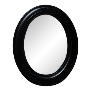 Mid-Century Medium Black Convex Witch Mirror (A)