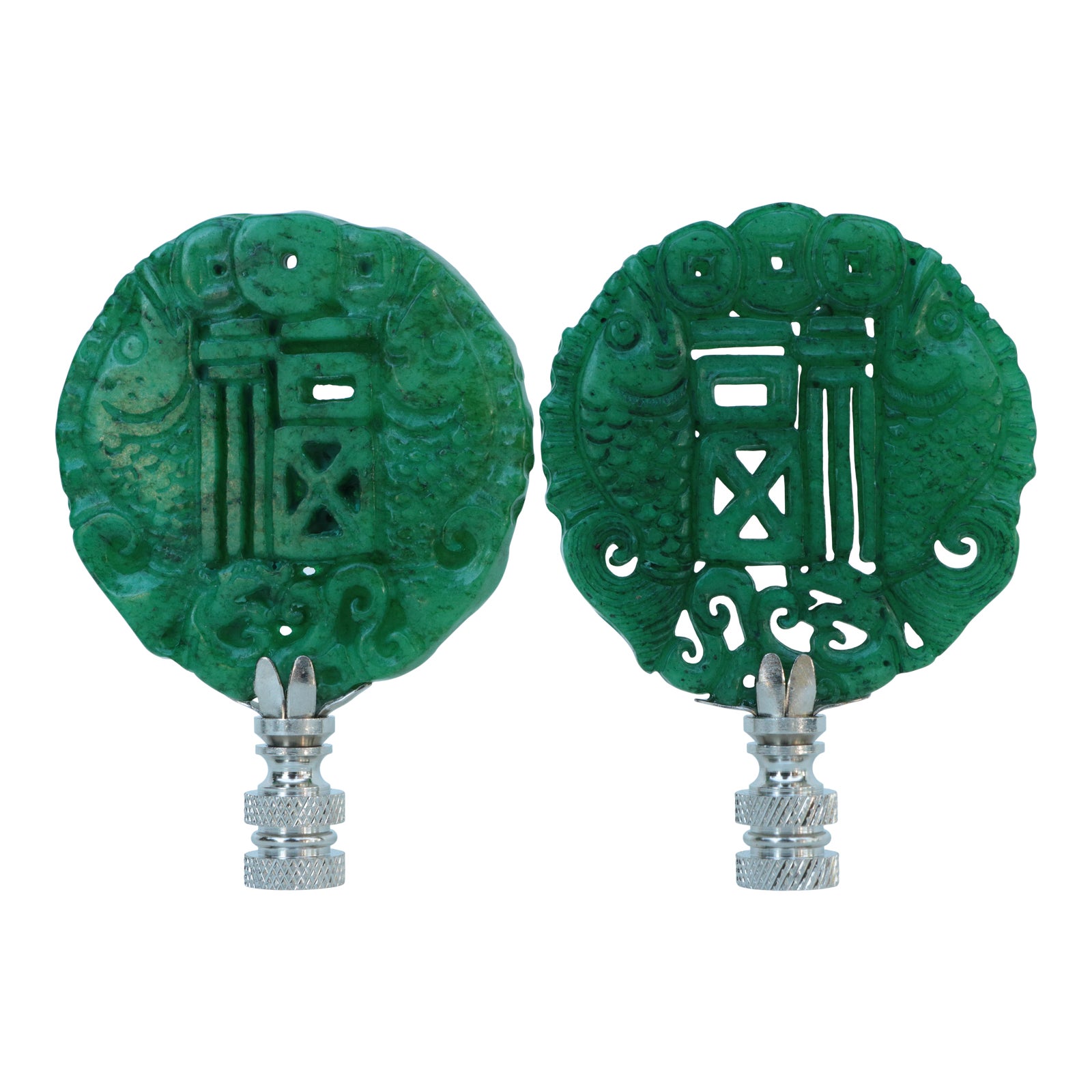 Jade Green Koi Fish Lamp Finials a Pair Chairish