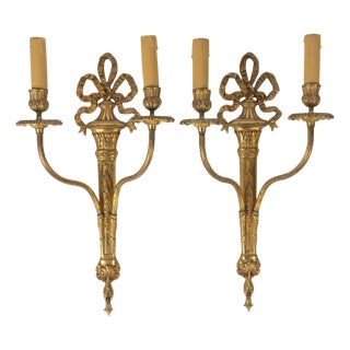 Louis XVI Style Bronze Sconces, Early 20th Century, Set of 2 For Sale