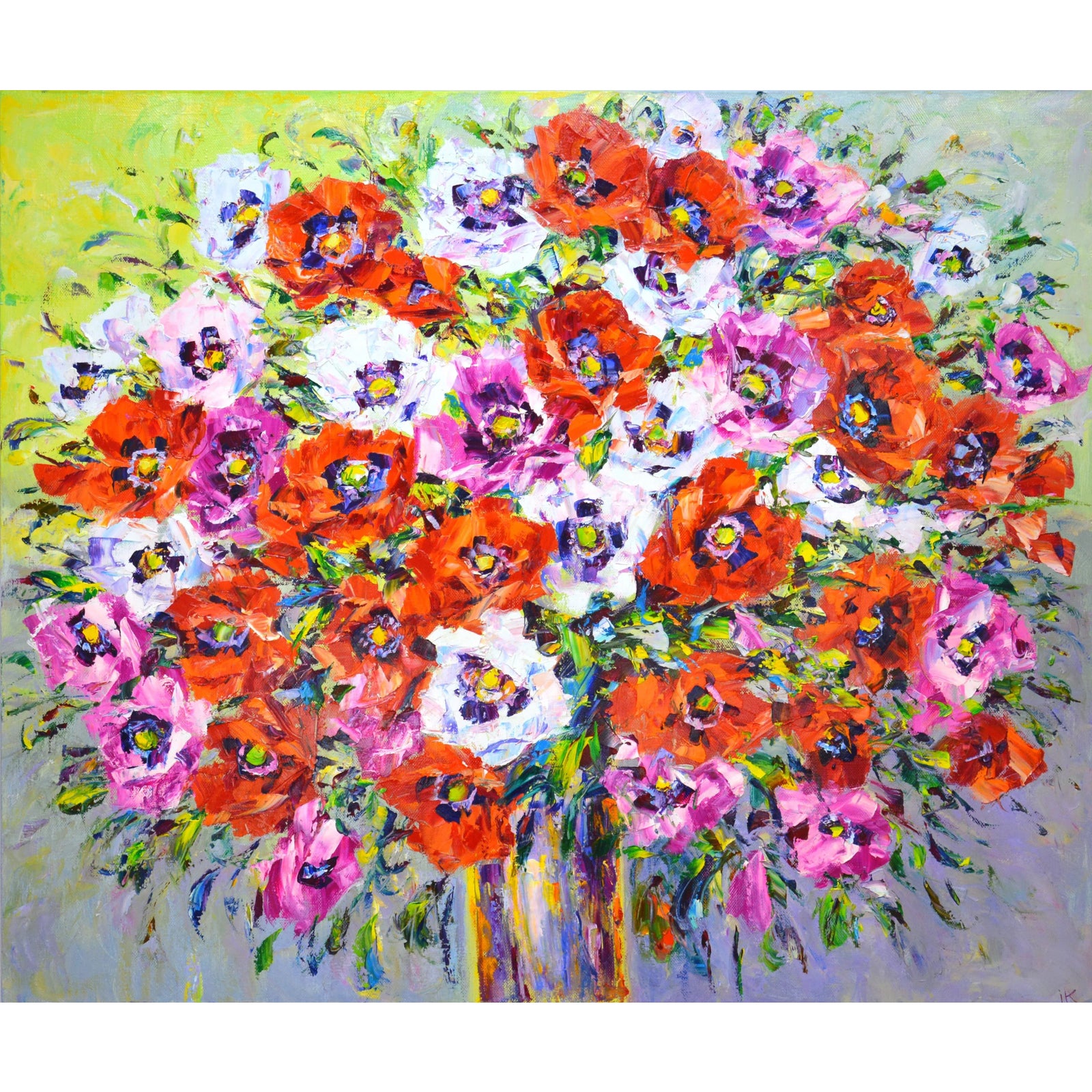 Early 21st Century Poppies. Modern Original Hand Painted | Chairish