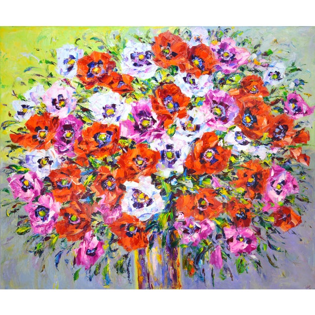 Early 21st Century Poppies. Modern Original Hand Painted For Sale