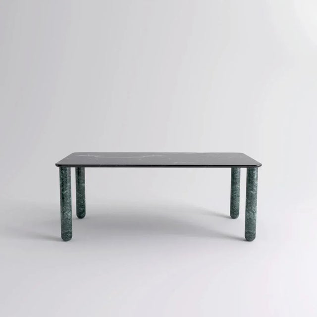 X large black and green marble "sunday" dining table, jean-baptiste souletie dimensions: 200 w x 100 d x 74.5 h cm...