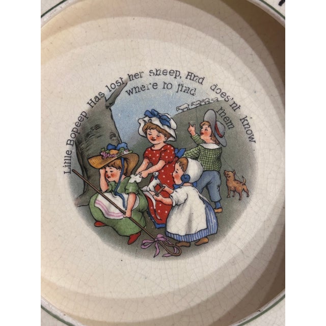 American Antique Roseville Pottery “Little Bo Peep” Baby’s Plate, C. 1895–1910 For Sale - Image 3 of 7