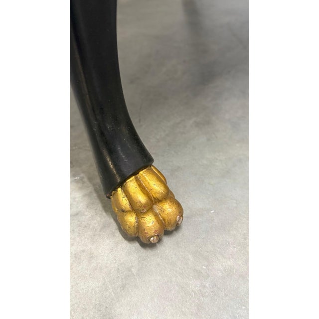 1960s Pair of Italian Hollywood Regency Empire-Style Black & Gold Lion-Head Armchairs For Sale - Image 9 of 11