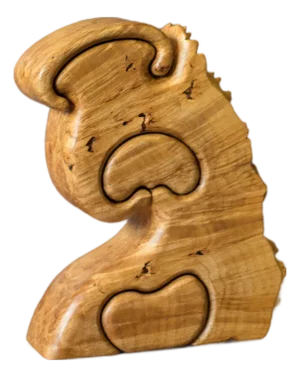 Vintage Sculptural Maple Burl Wood Jewelry Puzzle Box by Fred and Marilyn Buss