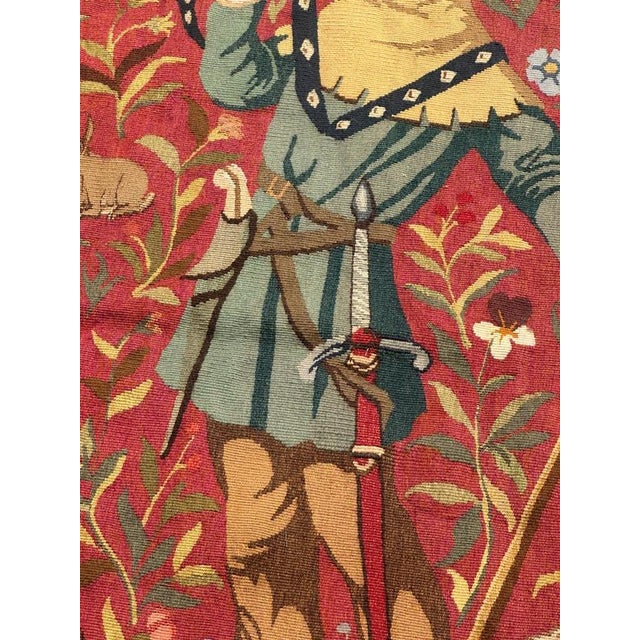 Mid-Century French Handwoven Tapestry with Medieval Design from Aubusson, 1970s For Sale - Image 13 of 18