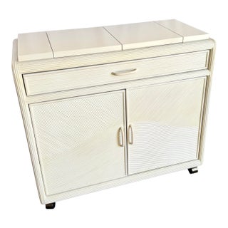 Vintage Boho Chic Wavy Pencil Reed Buffet For Sale