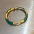 Asian Spinach Jade / Gold Plated Bangle Bracelet For Sale - Image 3 of 4