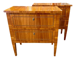 Pair of Italian Inlaid Walnut Side Chests