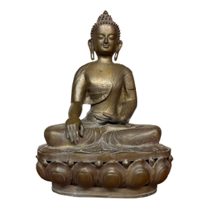 Large Nepalese Bronze Seated Buddha Sculpture Statue