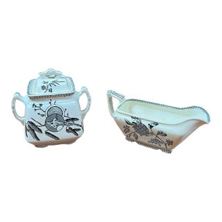 English Aesthetic Movement Cream & Sugar Set- 2 Pieces For Sale