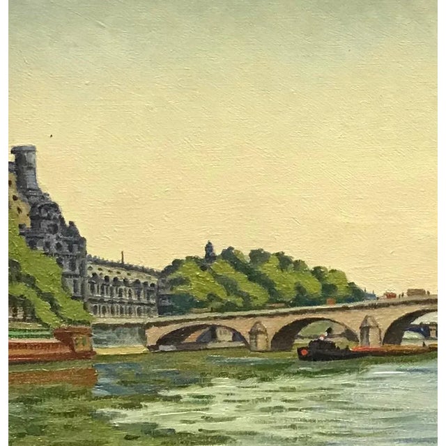 Pierre Charles Hébert, The Pont Royal and the Louvre, Oil on Canvas, 1927 For Sale - Image 4 of 10
