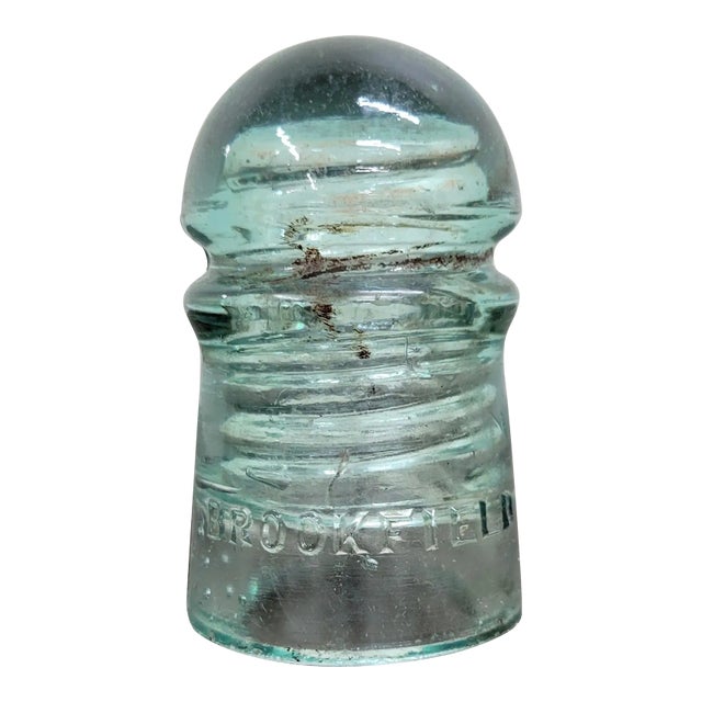 Vintage Light Teal Aqua Brookfield New York Glass Insulator For Sale